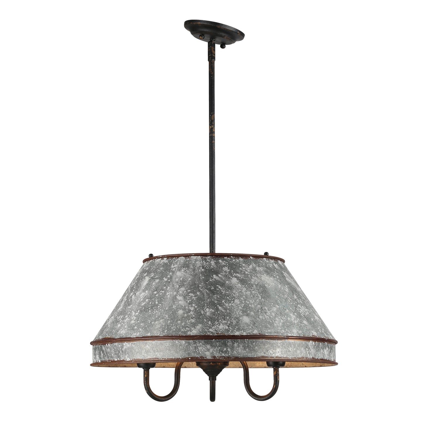 Alstott 3-Light Pendant in Antique Black Iron with Galvanized Steel