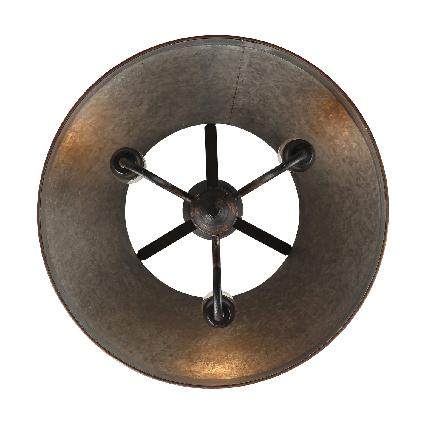 Alstott 3-Light Pendant in Antique Black Iron with Galvanized Steel