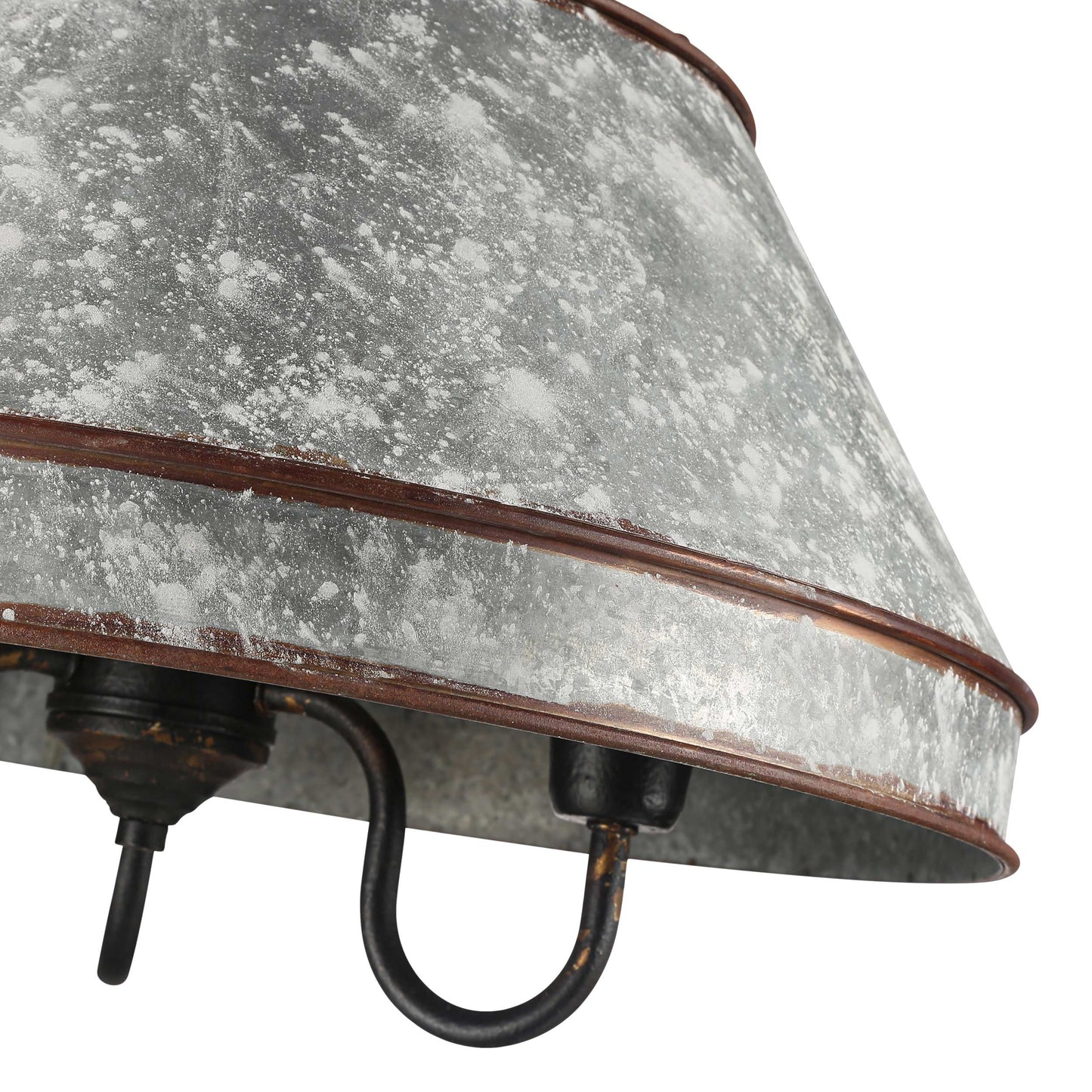Alstott 3-Light Pendant in Antique Black Iron with Galvanized Steel
