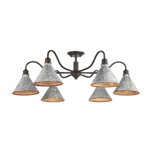Alstott 6 Light Flush Mount in Antique Ivory with No Shade