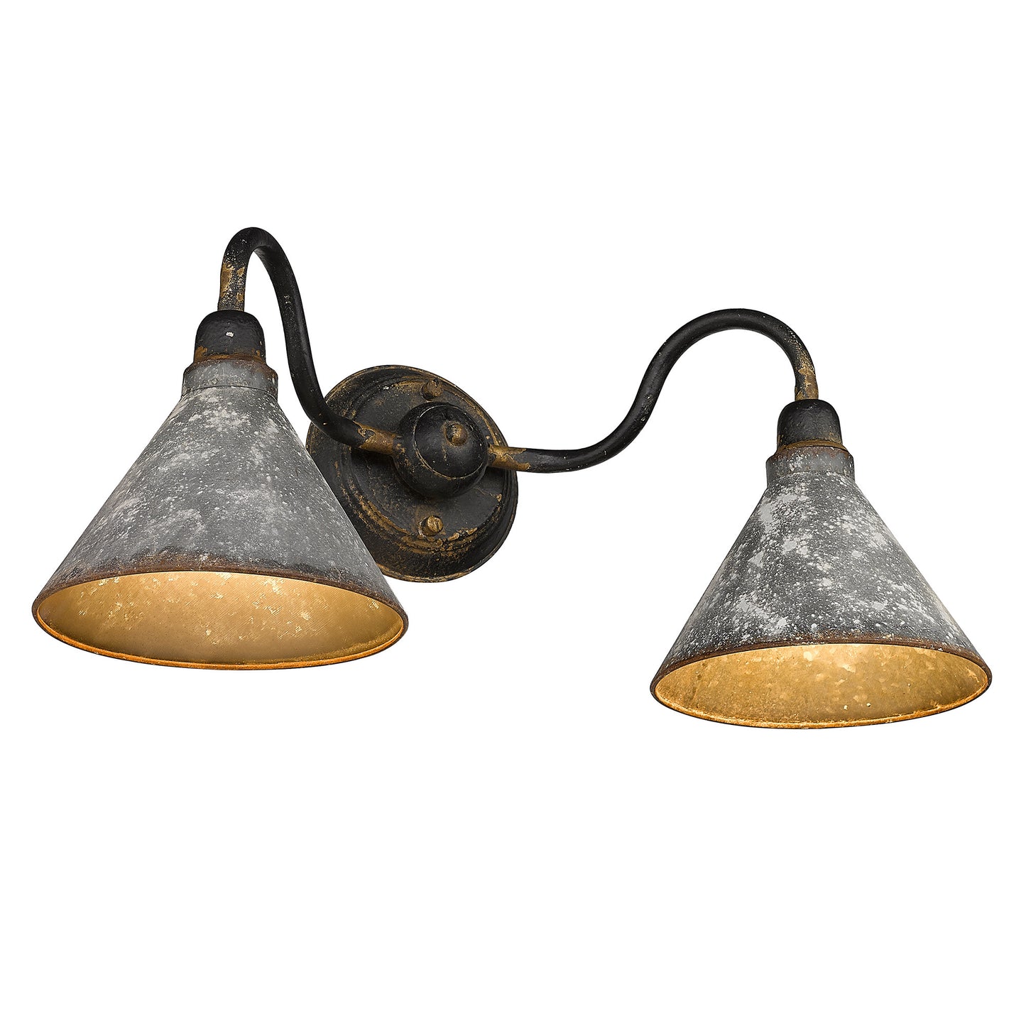 Alstott 2-Light Bath Fixture in Antique Black Iron
