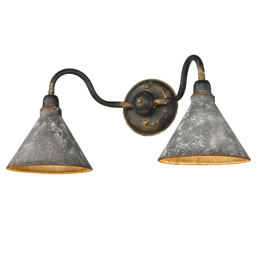Alstott 2-Light Bath Fixture in Antique Black Iron