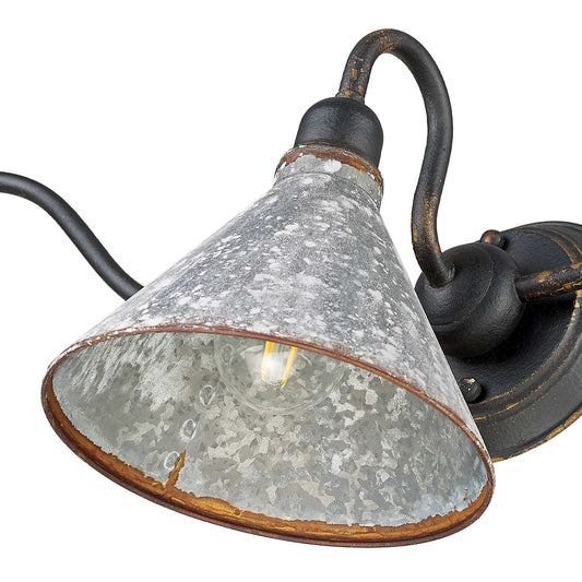 Alstott 3-Light Vanity Light in Antique Black Iron with Galvanized Steel