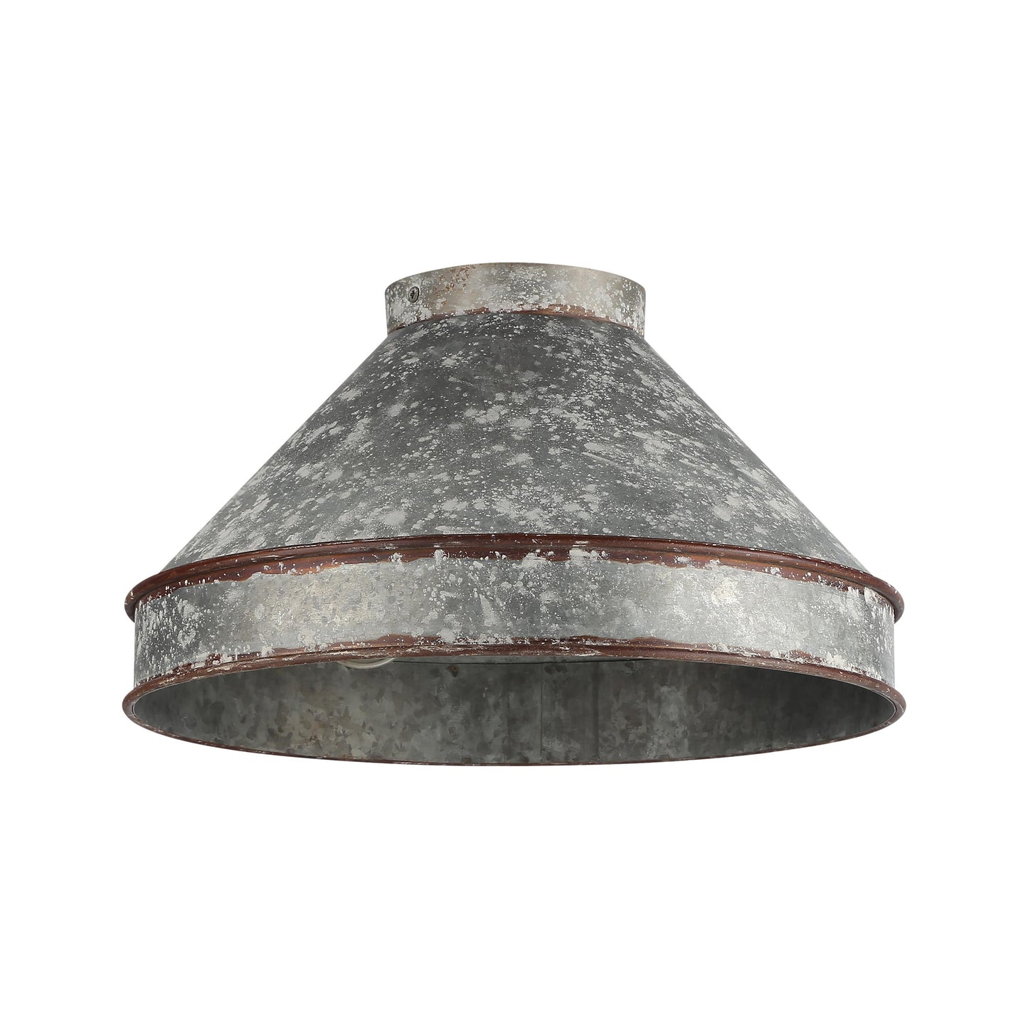 Alstott Flush Mount in Antique Black Iron with Galvanized Steel