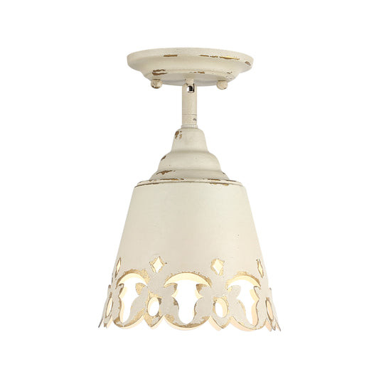 Erin 5 Light Semi-Flush - Outdoor in Natural Black with Maple All-Weather Wicker Shade