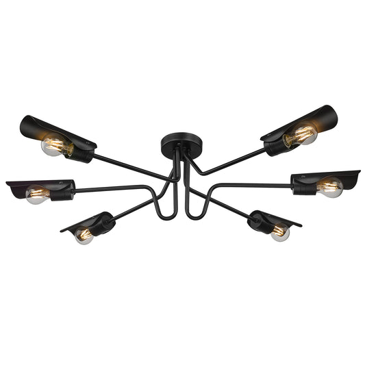 Issac 6 Light Semi-Flush in Matte Black