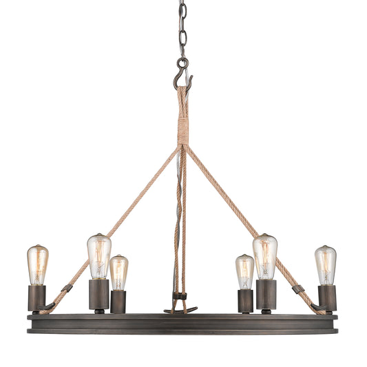 Ren 6 Light Chandelier in Gunmetal Bronze