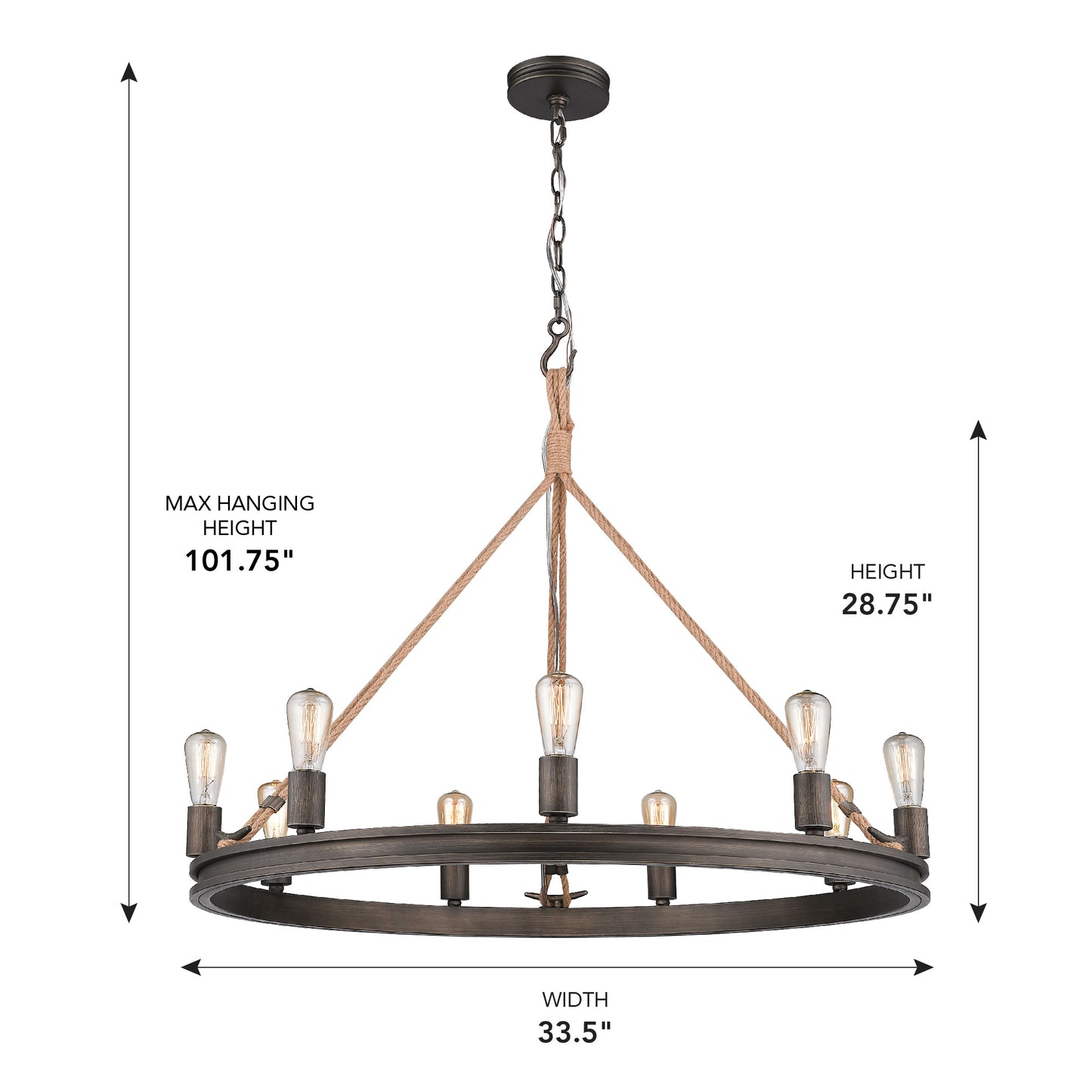 Ren 9 Light Chandelier in Gunmetal Bronze