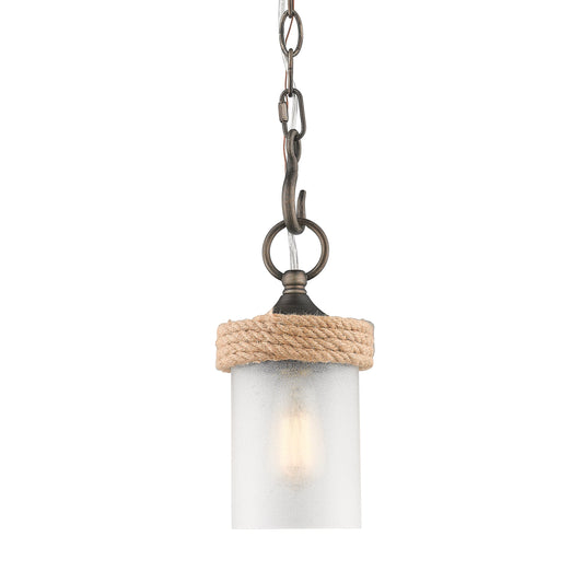 Ren Mini Pendant in Gunmetal Bronze with Clear Sandblasted Glass