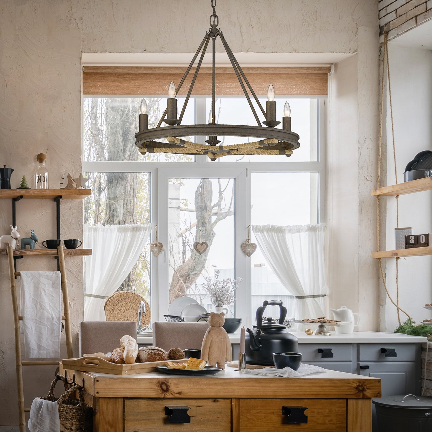 Loel 5-Light Chandelier in Dark Rust