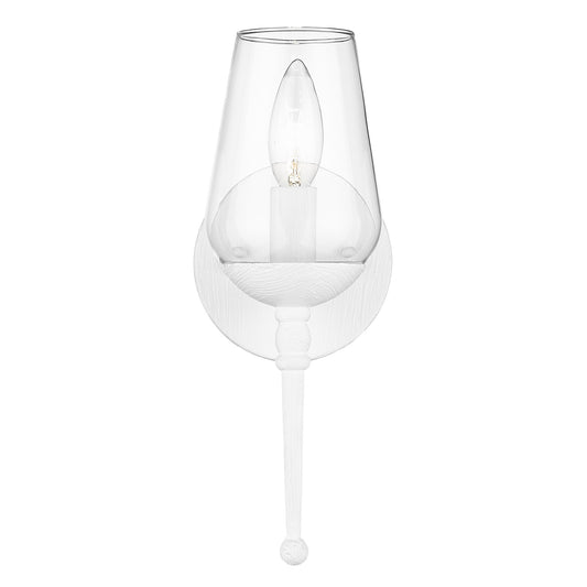 Frances 1 Light Wall Sconce in Textured White Plaster with Clear Glass Shade