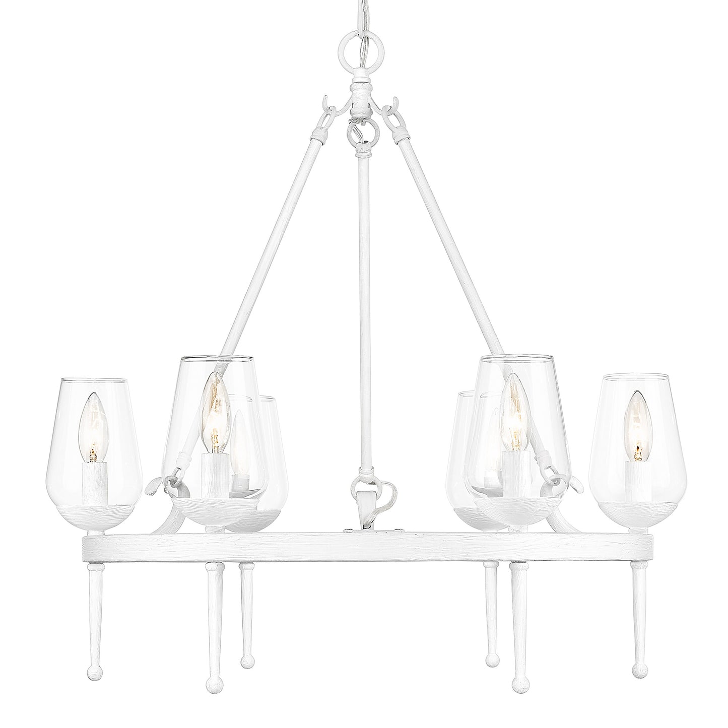 Frances 6 Light Chandelier in Textured White Plaster with Clear Glass Shade