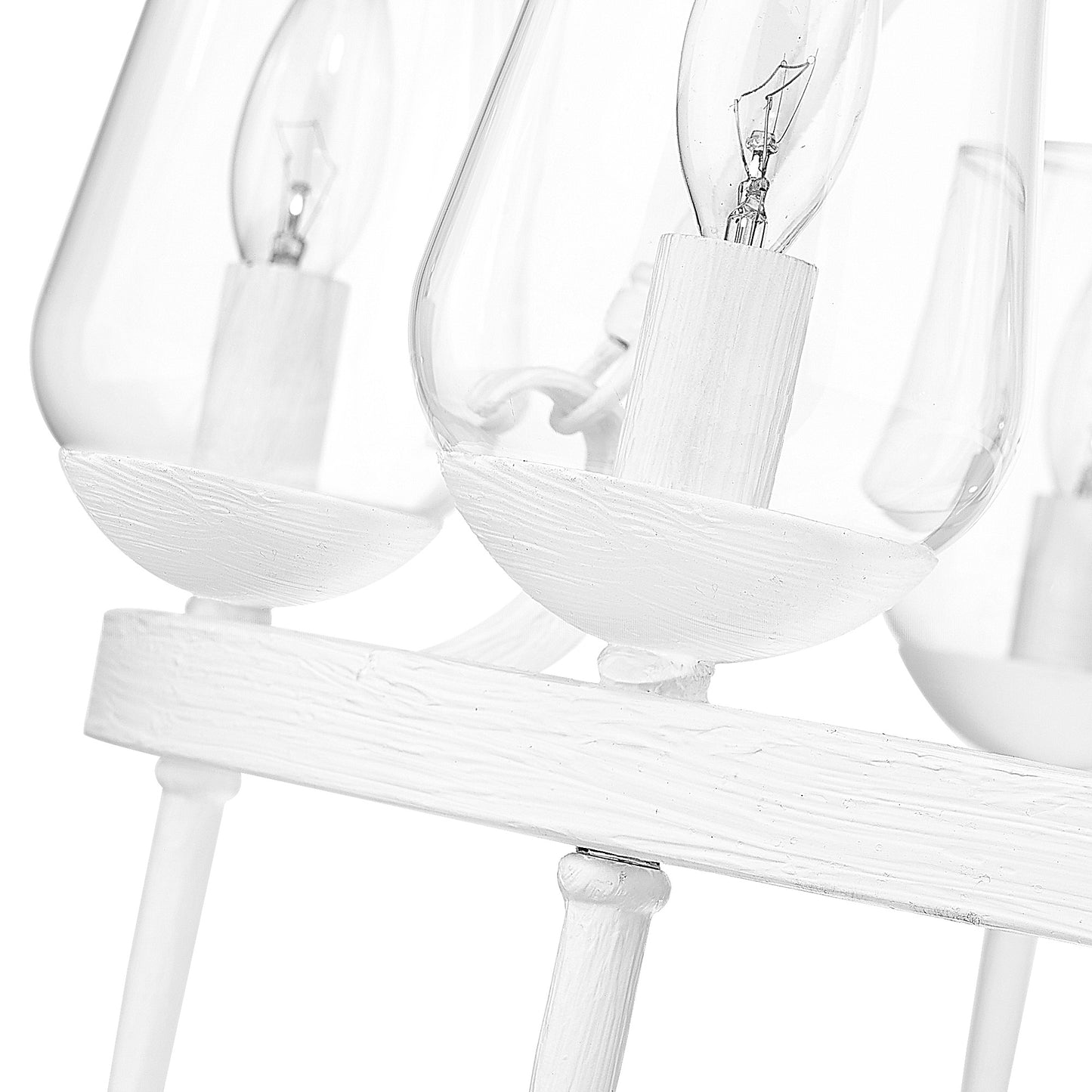 Frances 6 Light Chandelier in Textured White Plaster with Clear Glass Shade