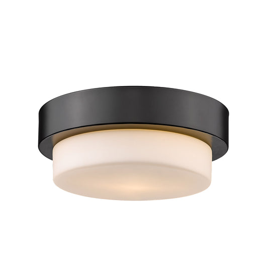 Adams 9" Flush Mount in Matte Black with Opal Glass