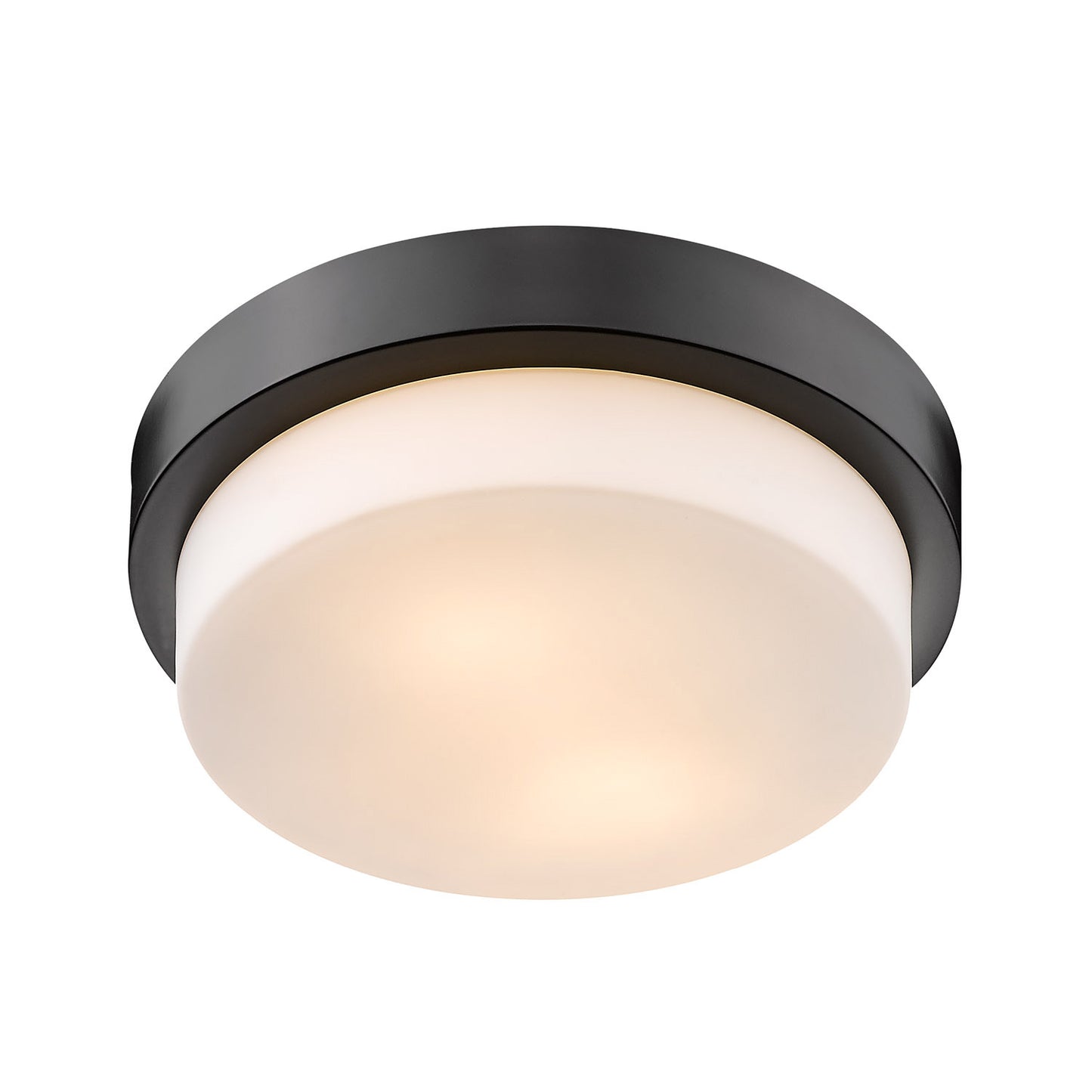 Adams 11" Flush Mount in Matte Black with Opal Glass