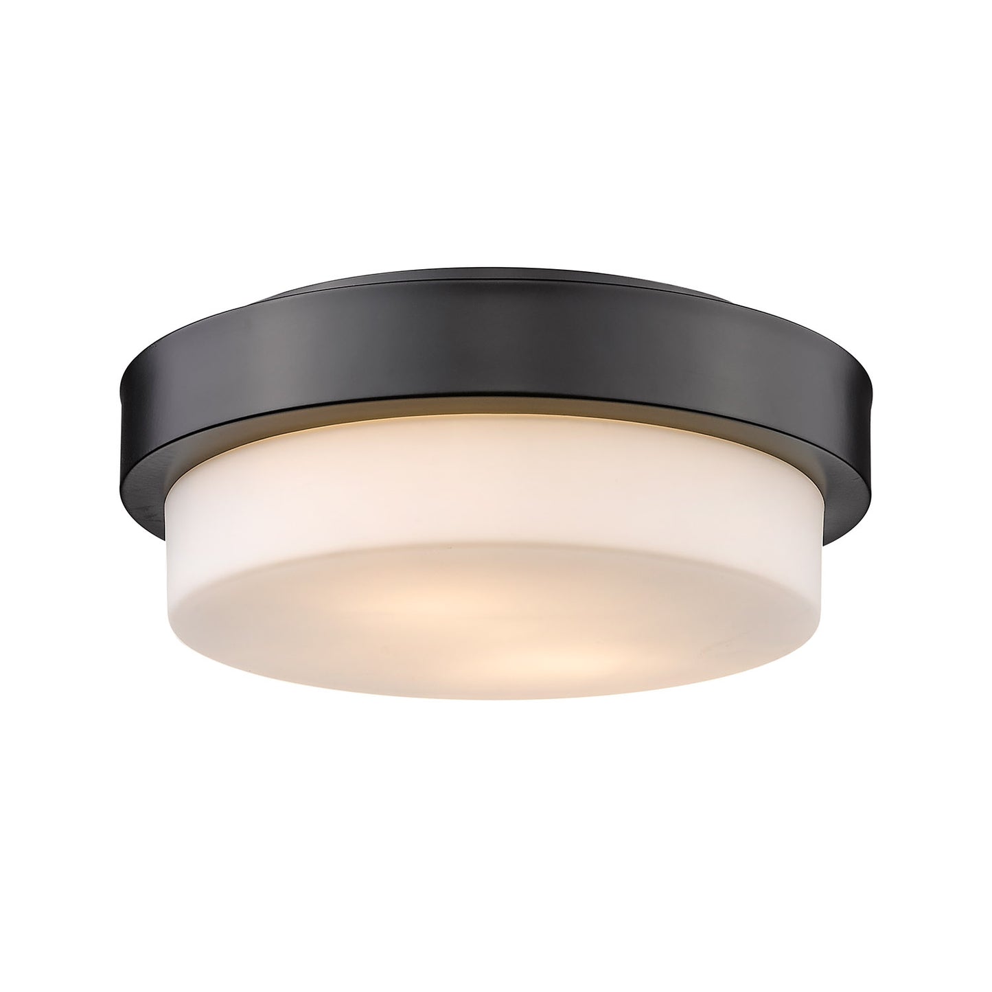 Adams 11" Flush Mount in Matte Black with Opal Glass