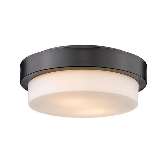 Adams 11" Flush Mount in Matte Black with Opal Glass