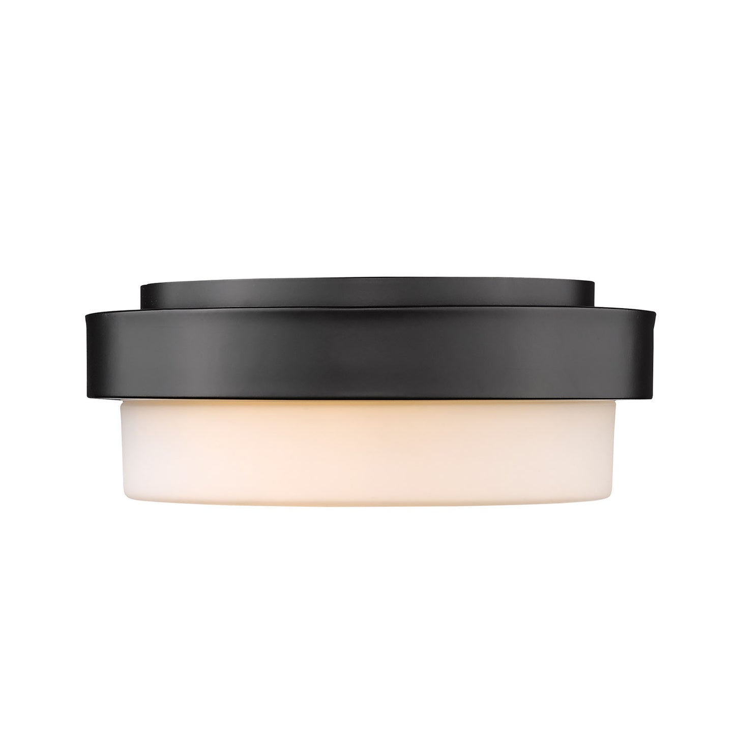 Adams 11" Flush Mount in Matte Black with Opal Glass
