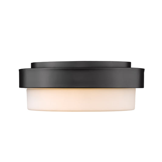 Adams 11" Flush Mount in Matte Black with Opal Glass
