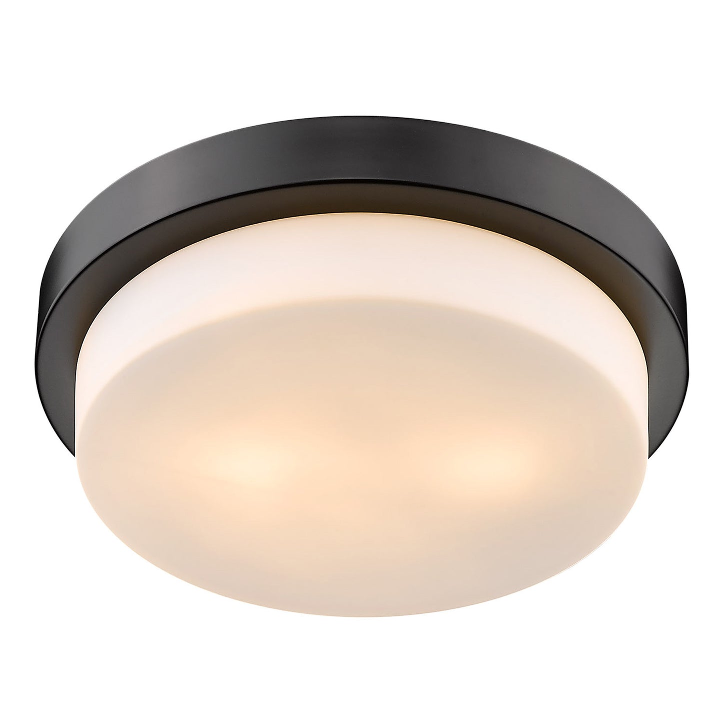 Adams 13" Flush Mount in Matte Black with Opal Glass