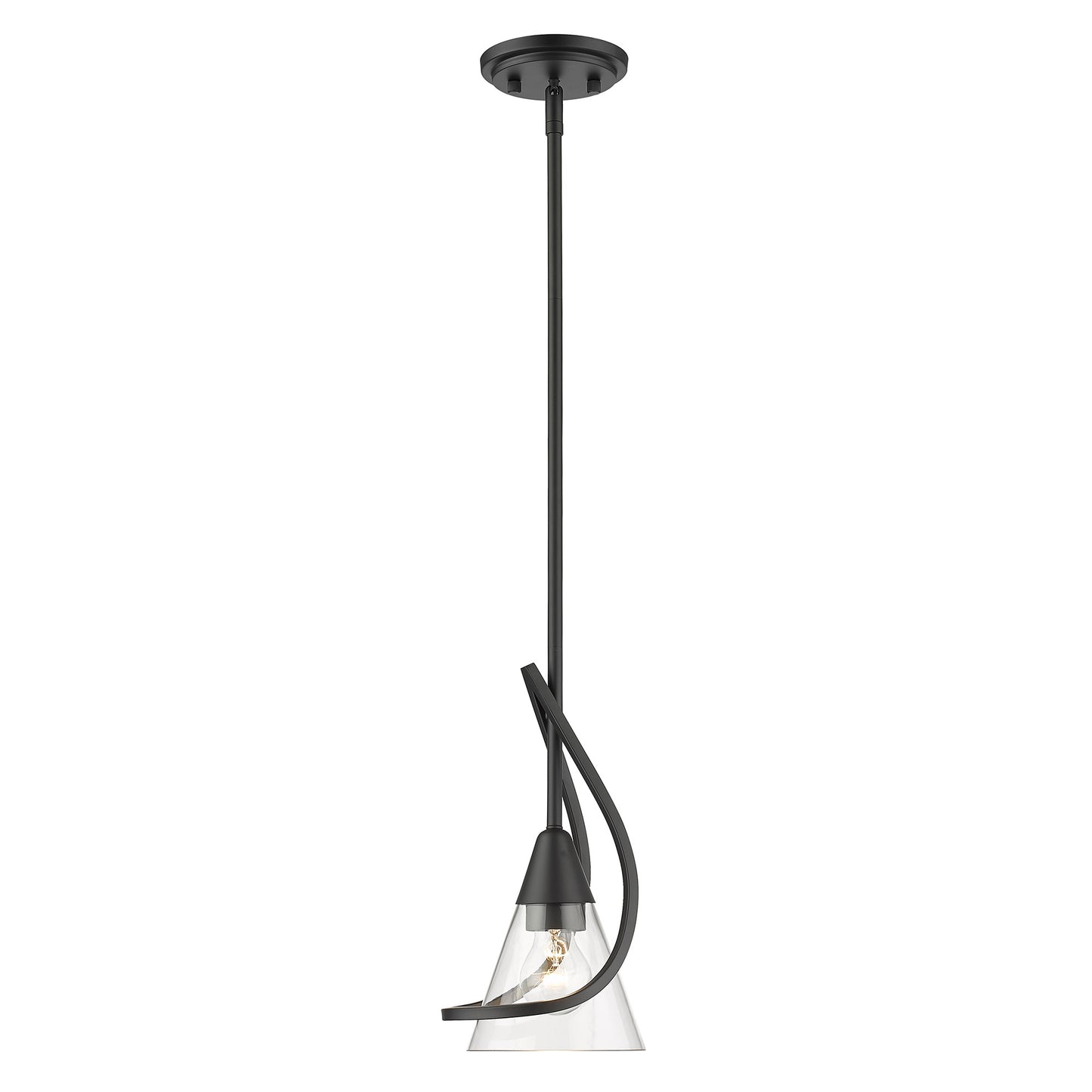 Olympus Mini Pendant in Matte Black with Clear Glass Shade
