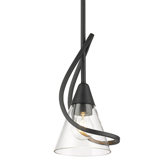 Olympus Mini Pendant in Matte Black with Clear Glass Shade