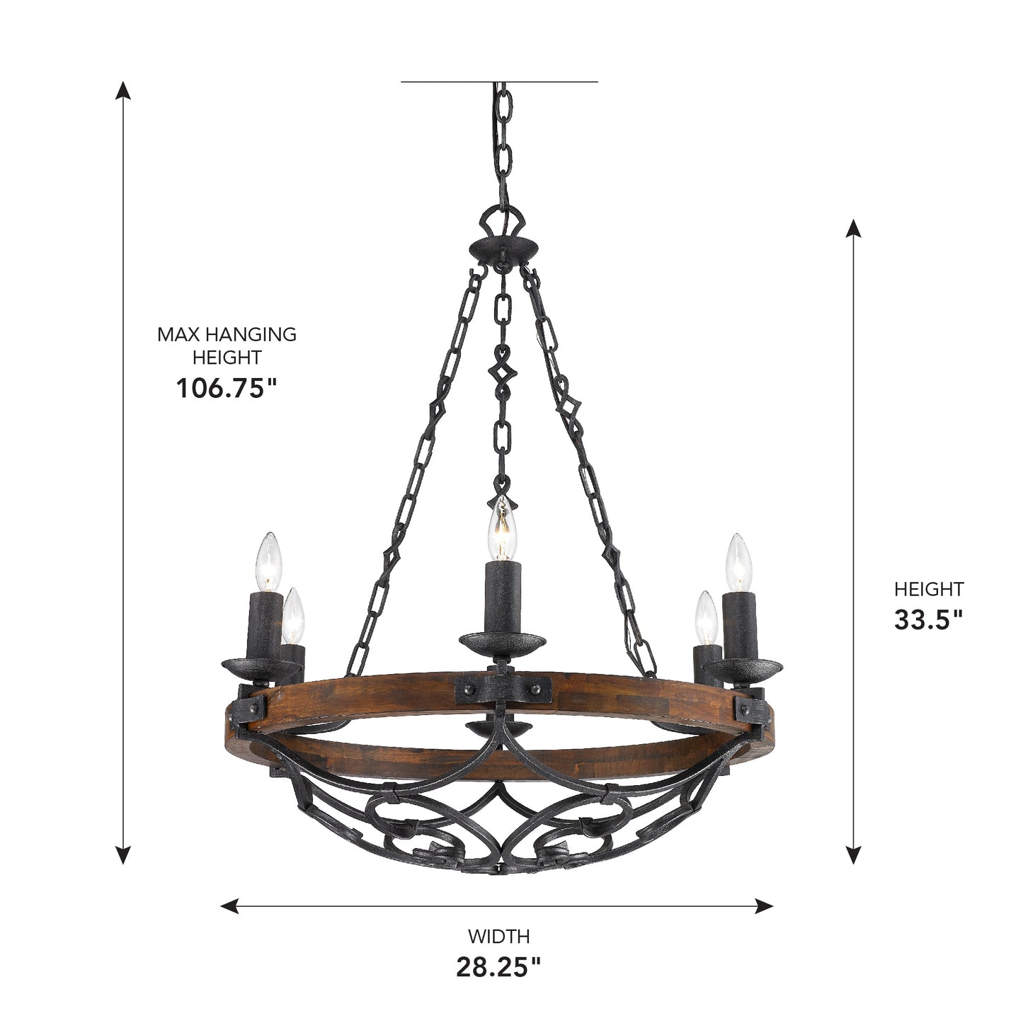 Medusa 6-Light Chandelier in Black Iron