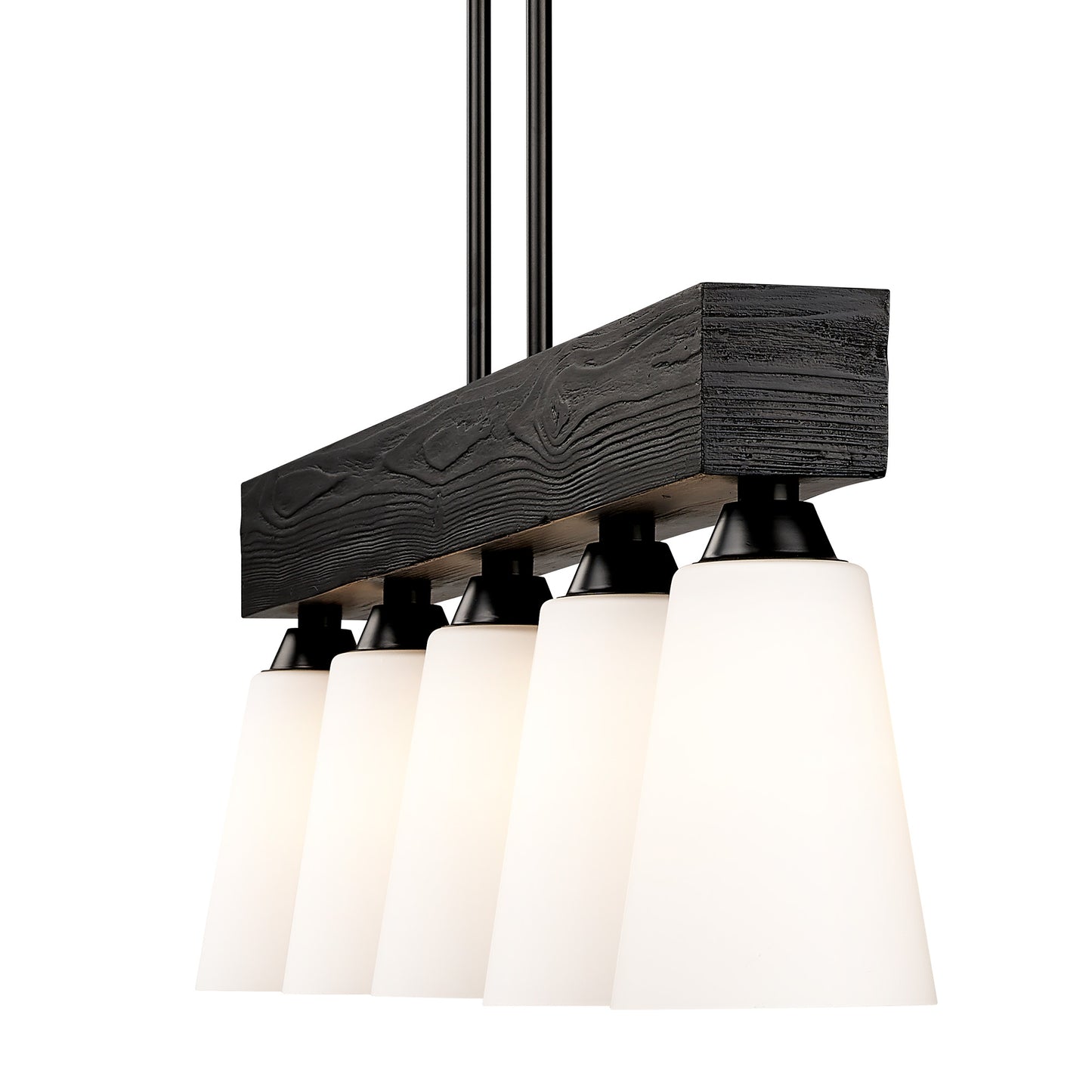 Neela Linear Pendant in Matte Black with Opal Glass Shade