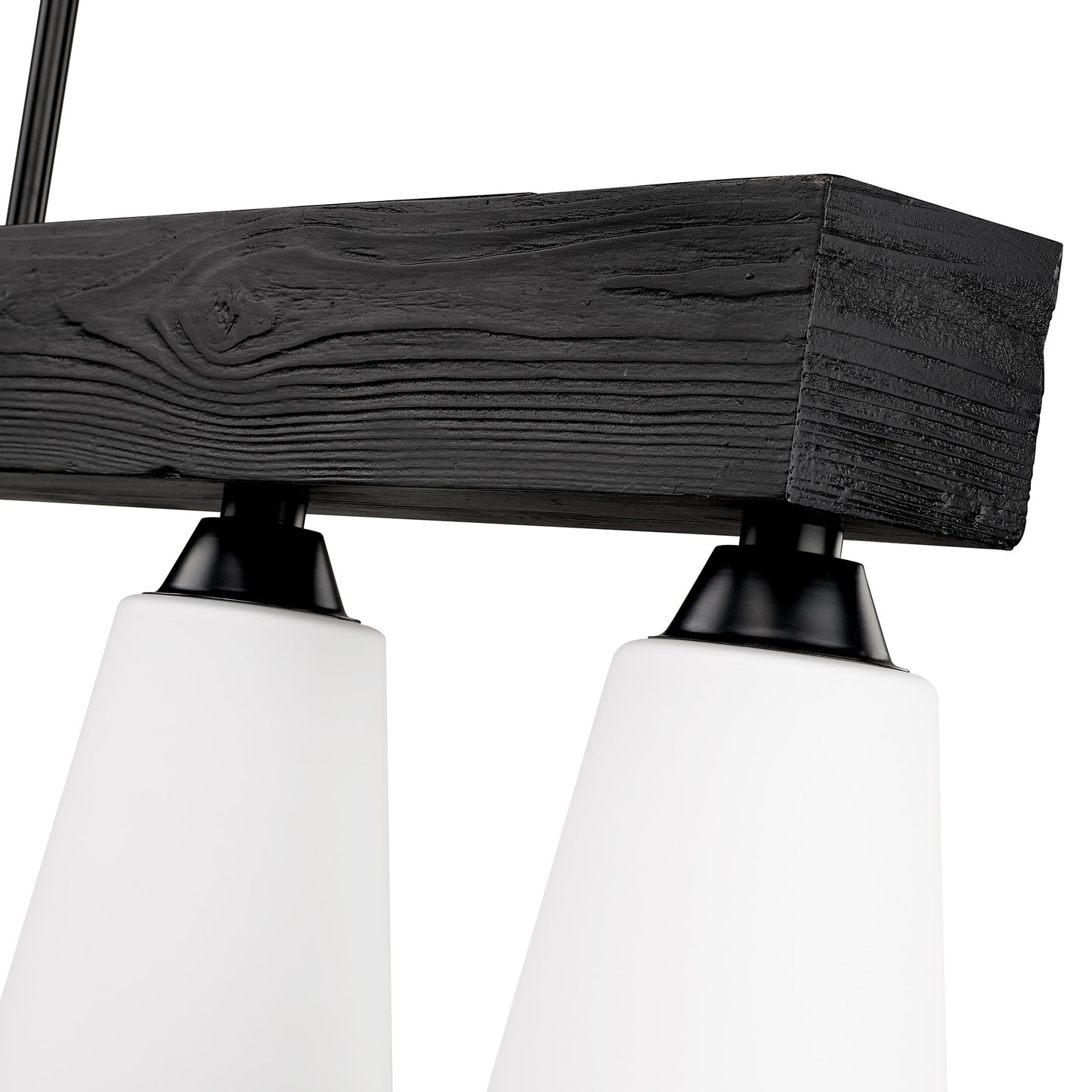 Neela Linear Pendant in Matte Black with Opal Glass Shade