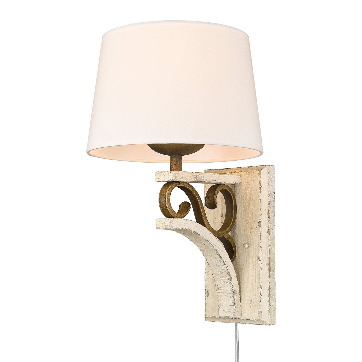 Moselle- 1 Light Wall Sconce (Plug-in or Hardwire) in Burnished Chestnut with Ivory Linen Shade
