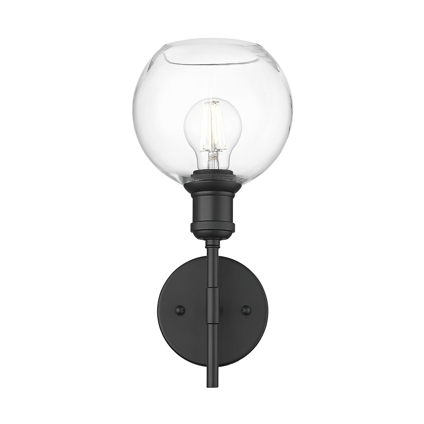Foley BLK 1 Light Wall Sconce in Matte Black with Clear Glass Shade
