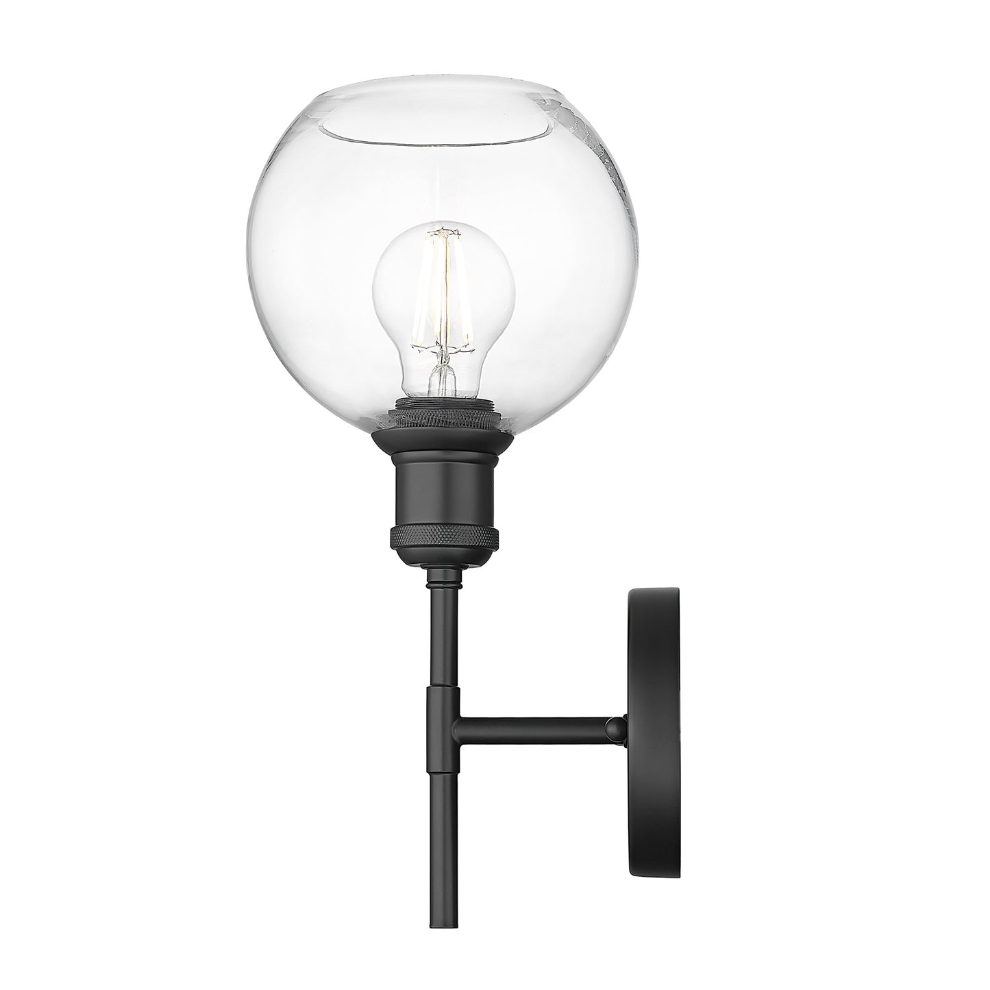 Foley BLK 1 Light Wall Sconce in Matte Black with Clear Glass Shade