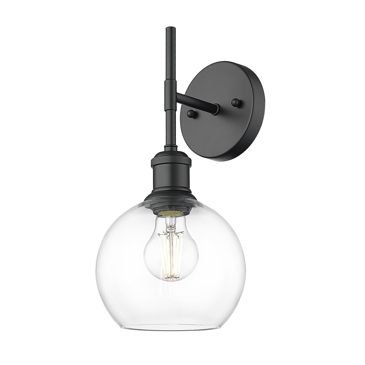 Foley BLK 1 Light Wall Sconce in Matte Black with Clear Glass Shade