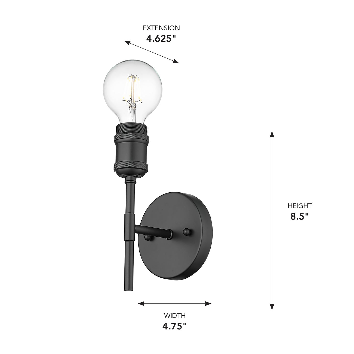 Foley BLK 1 Light Wall Sconce in Matte Black