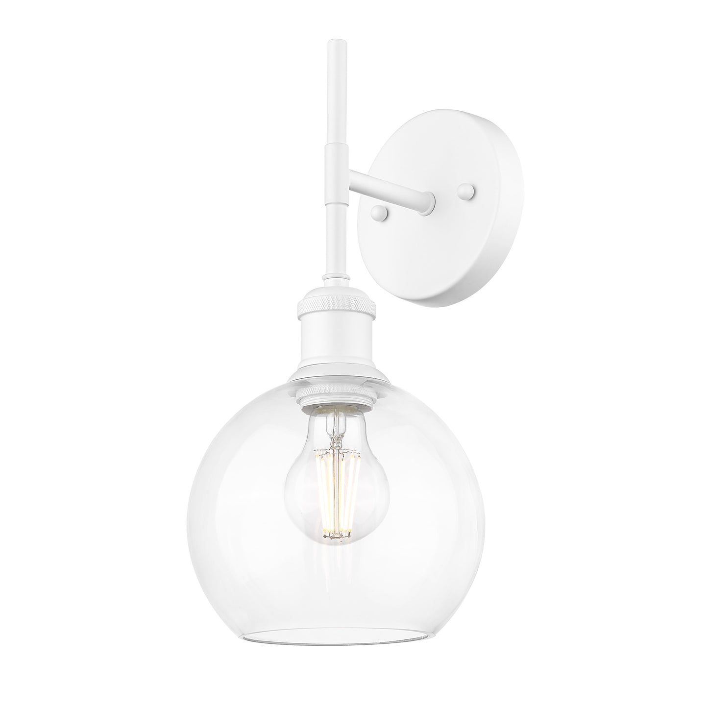 Foley WHT 1 Light Wall Sconce in Matte White with Clear Glass Globe Shades Shade