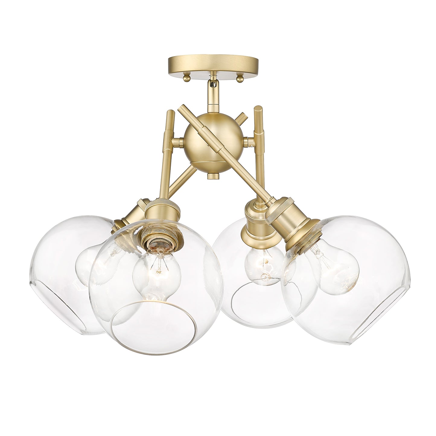 Foley BCB Semi-Flush in Brushed Champagne Bronze with Clear Glass Shade