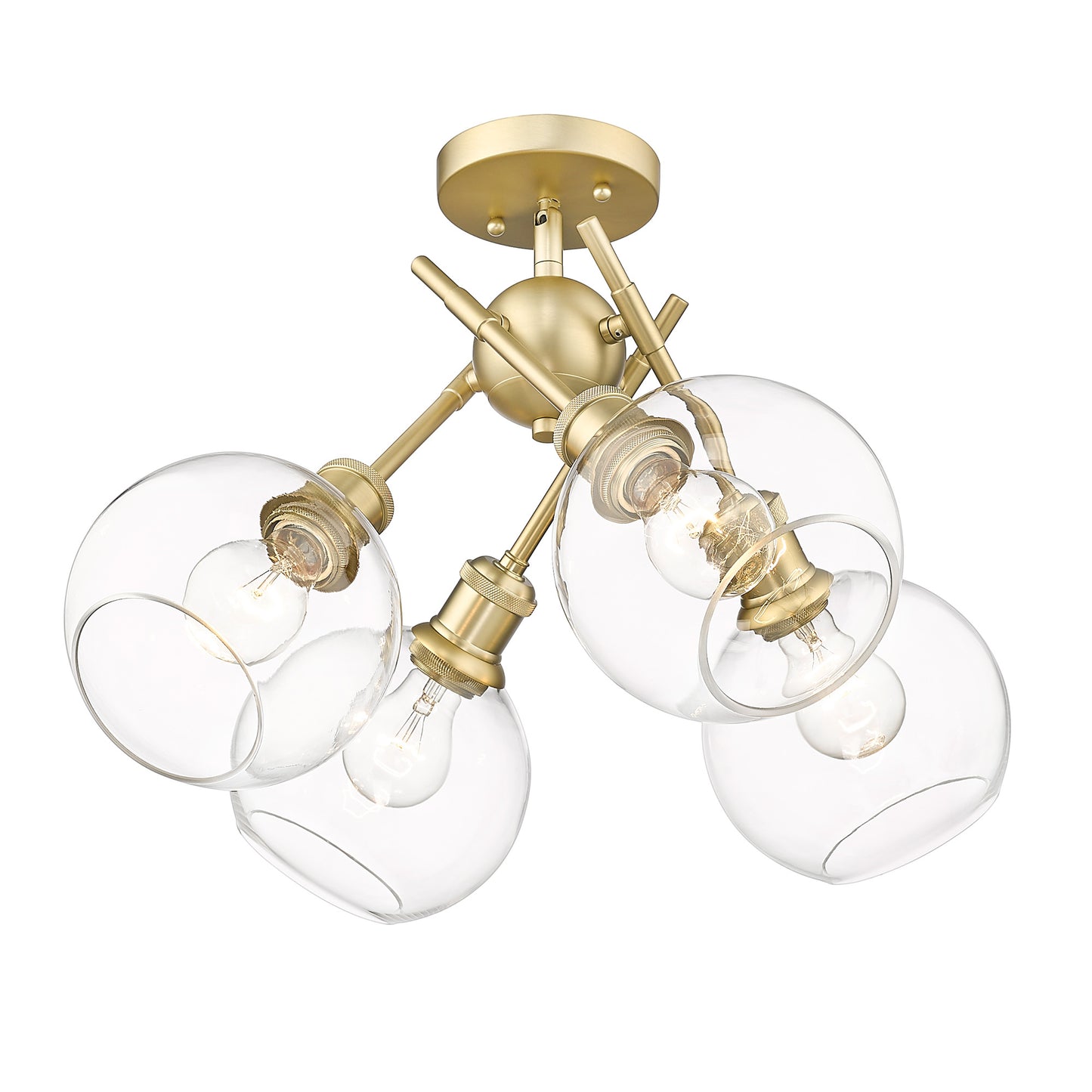 Foley BCB Semi-Flush in Brushed Champagne Bronze with Clear Glass Shade