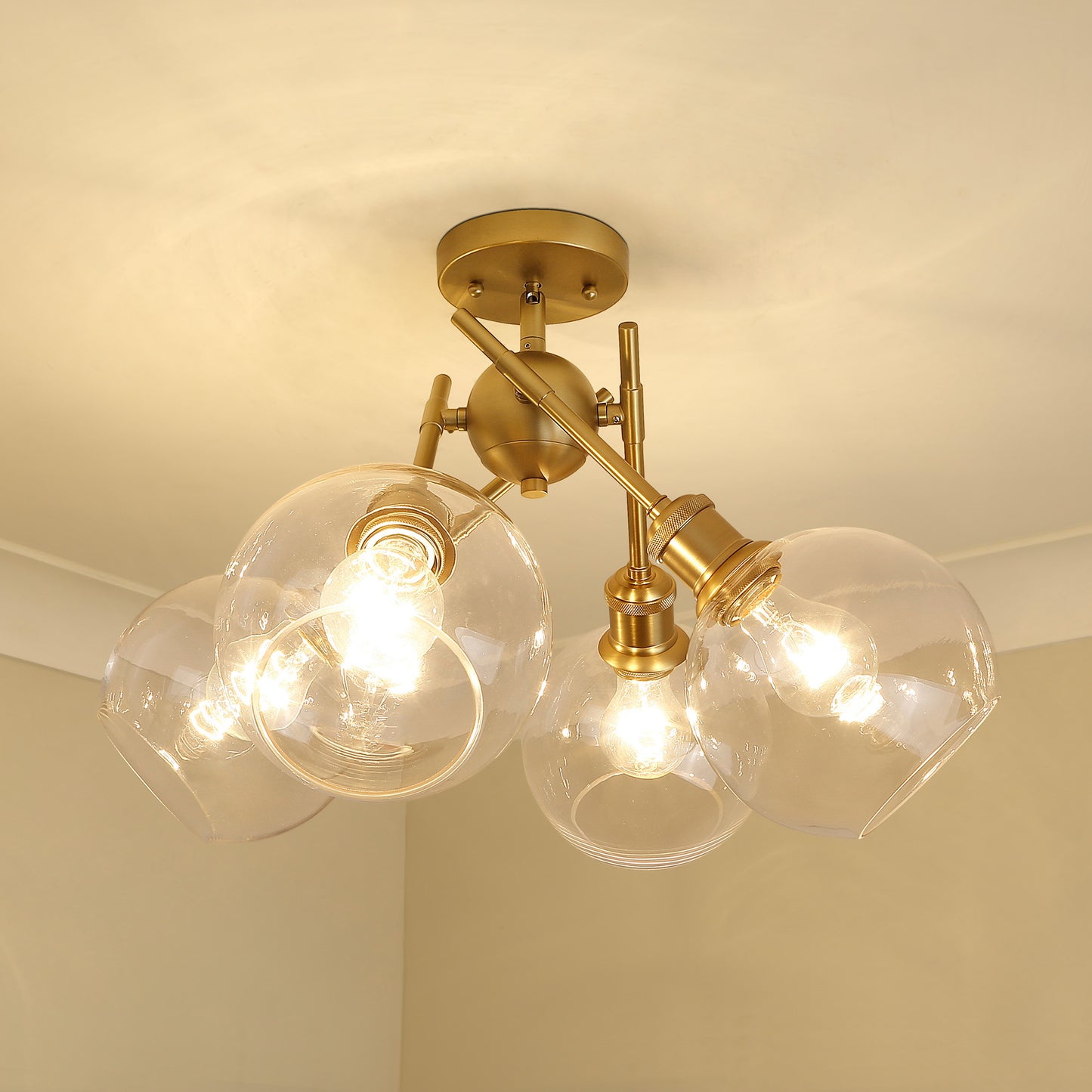 Foley BCB Semi-Flush in Brushed Champagne Bronze with Clear Glass Shade