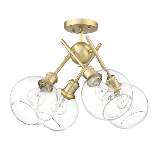 Foley BCB Semi-Flush in Brushed Champagne Bronze with Clear Glass Shade