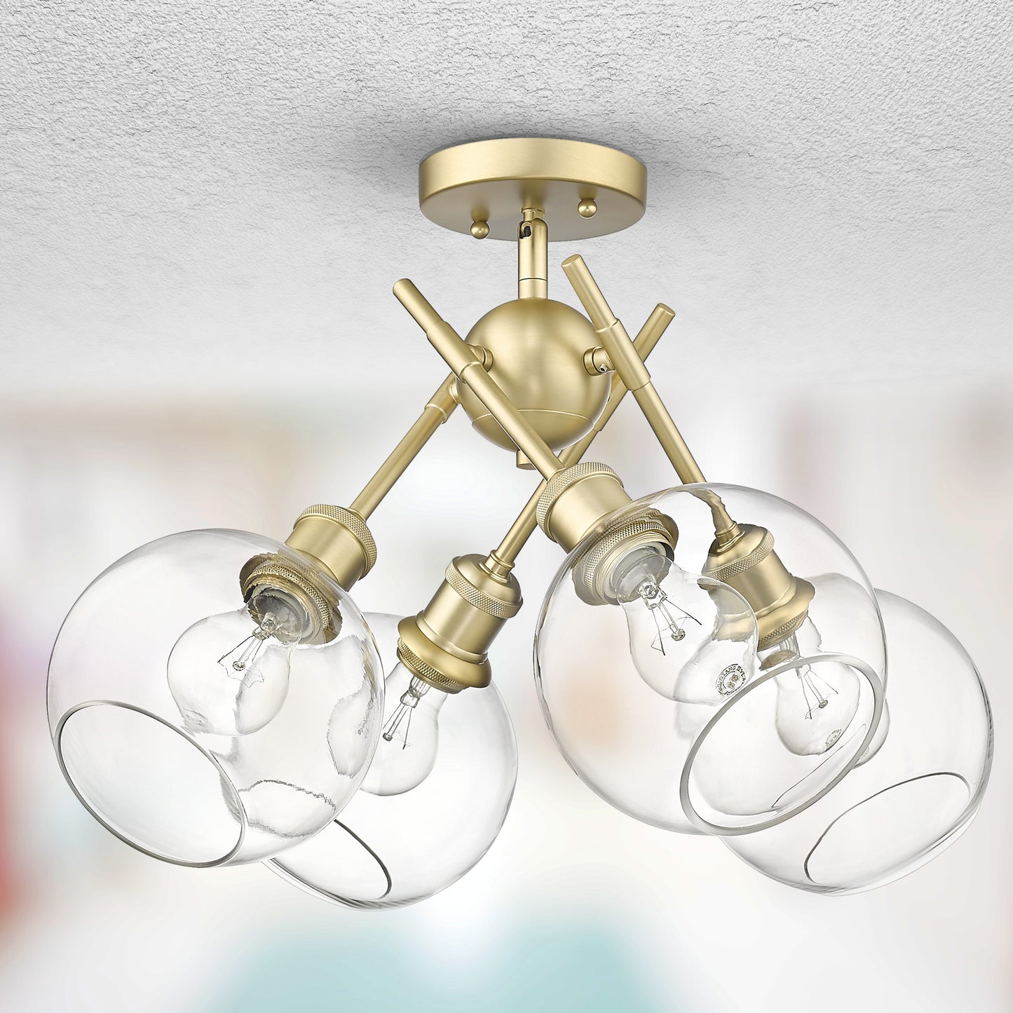 Foley BCB Semi-Flush in Brushed Champagne Bronze with Clear Glass Shade