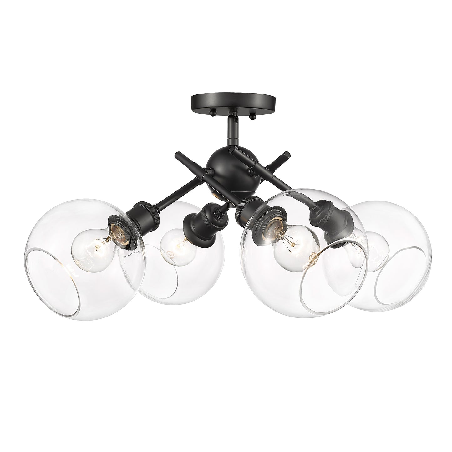 Foley BLK Semi-Flush in Matte Black with Clear Glass Shade