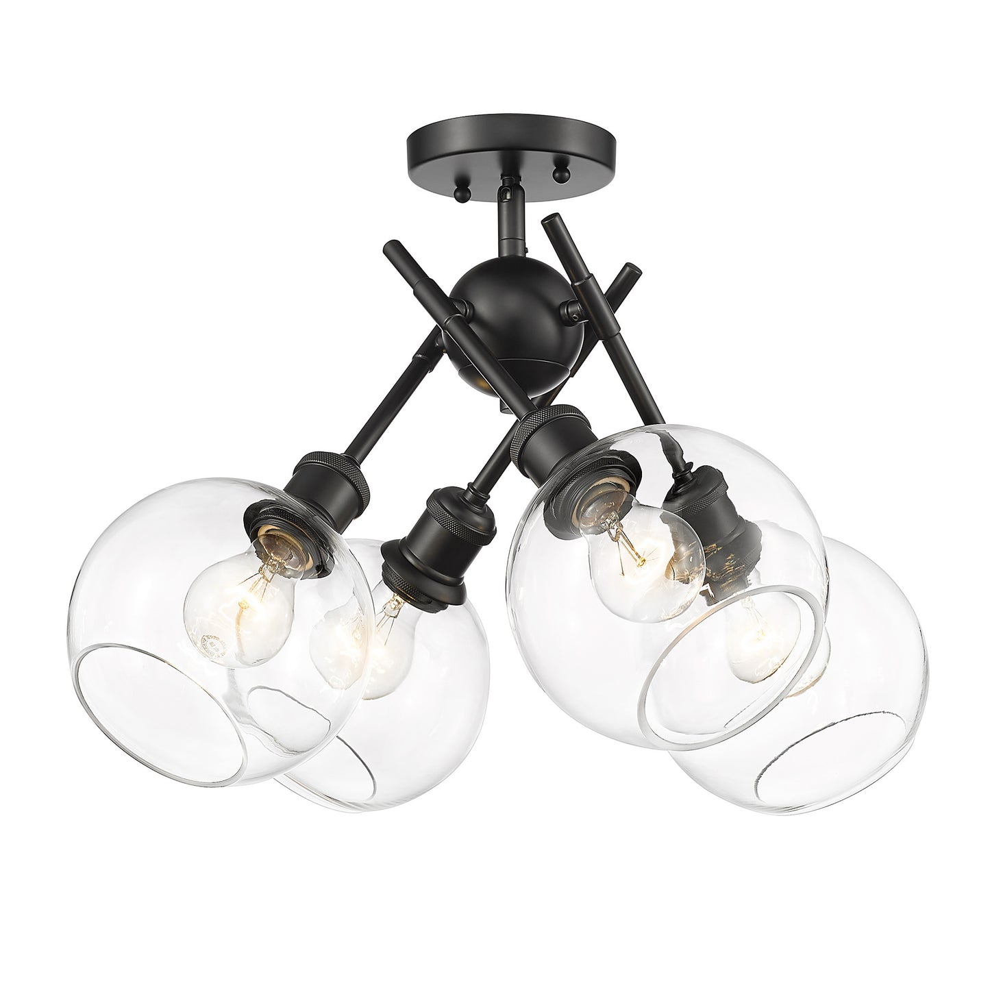 Foley BLK Semi-Flush in Matte Black with Clear Glass Shade