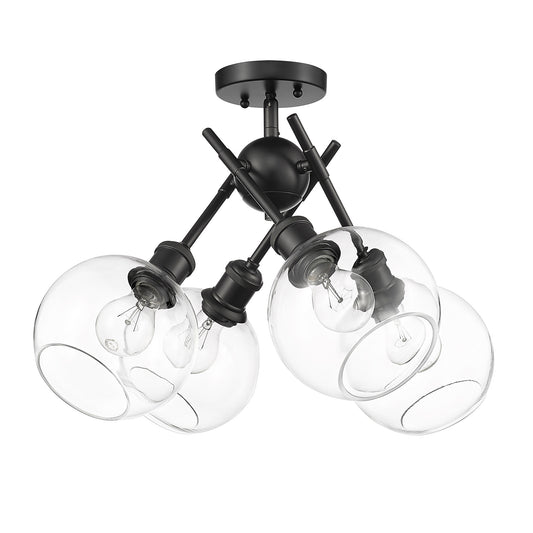 Foley BLK Semi-Flush in Matte Black with Clear Glass Shade