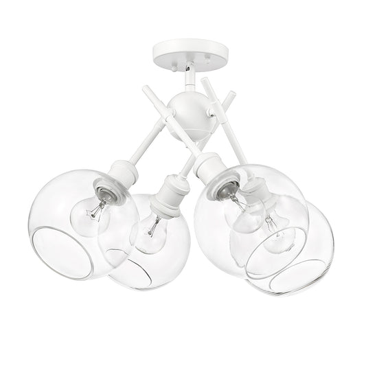 Foley WHT Semi-Flush in Matte White with Clear Glass Shade