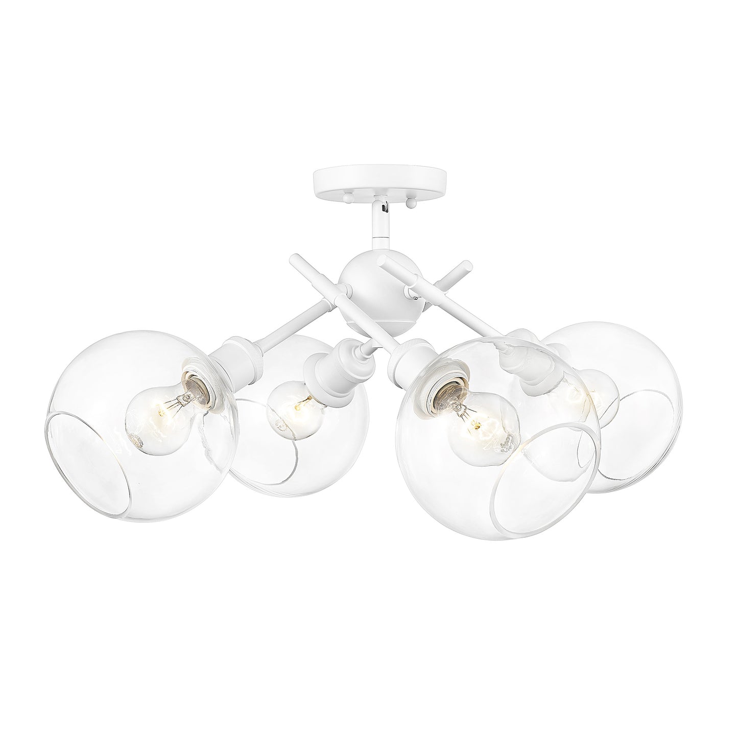 Foley WHT Semi-Flush in Matte White with Clear Glass Shade