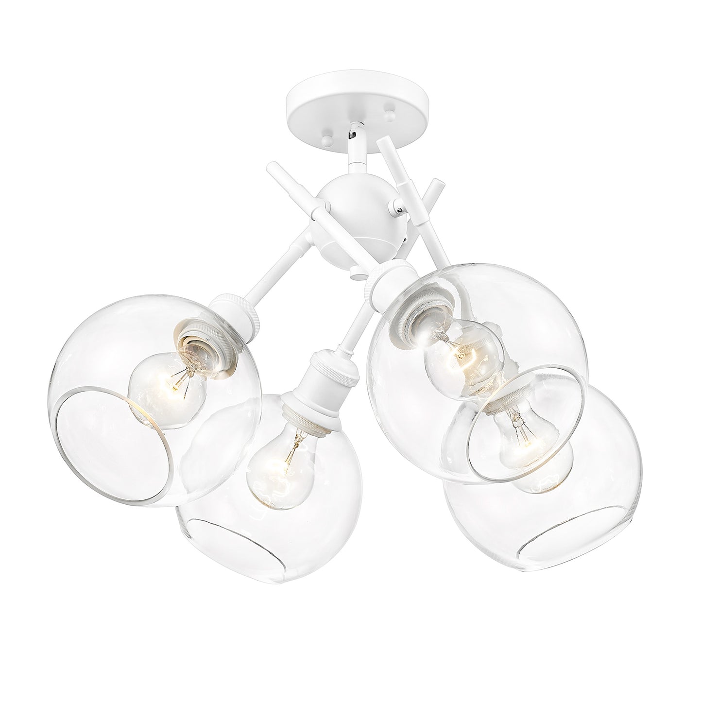 Foley WHT Semi-Flush in Matte White with Clear Glass Shade