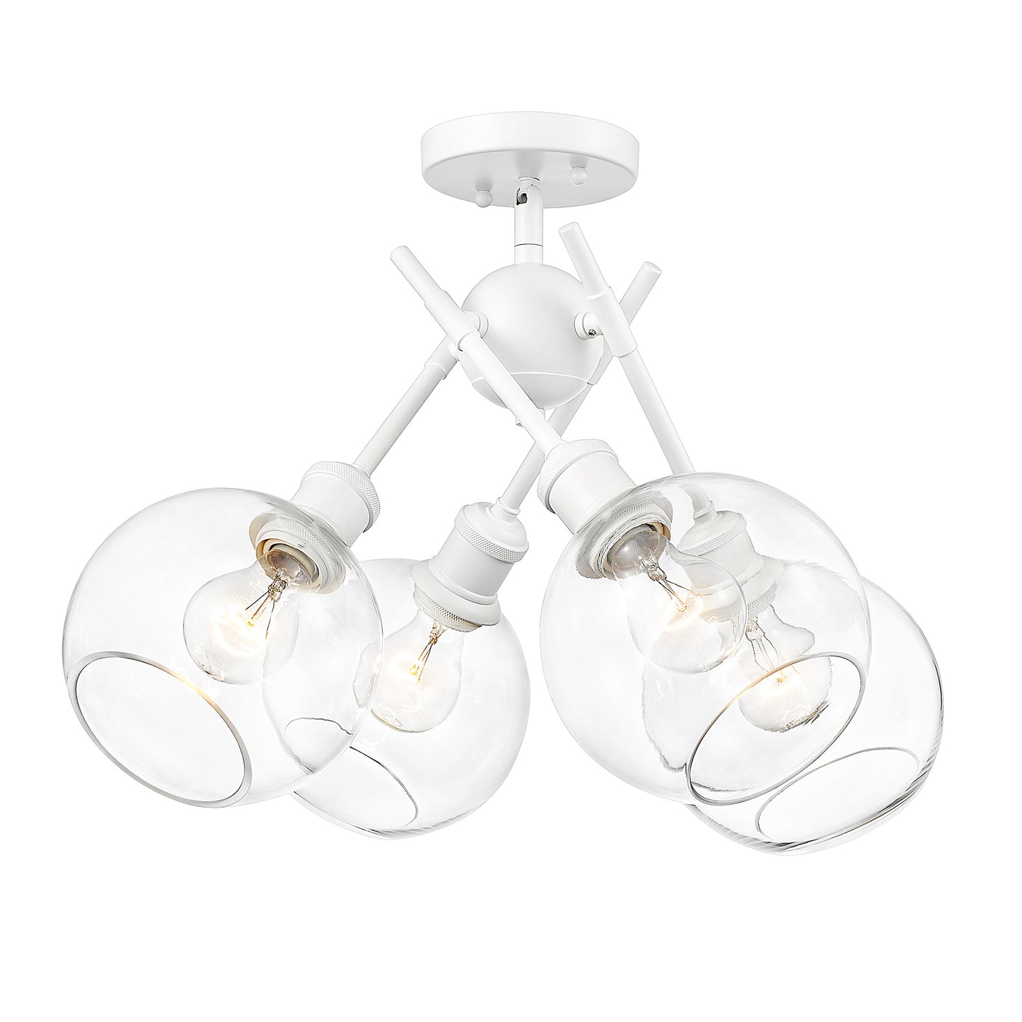 Foley WHT Semi-Flush in Matte White with Clear Glass Shade