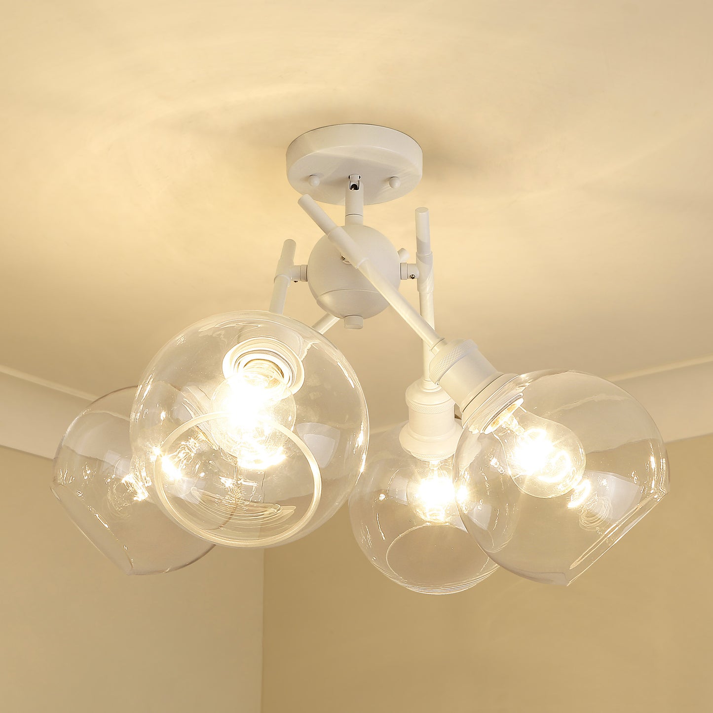 Foley WHT Semi-Flush in Matte White with Clear Glass Shade