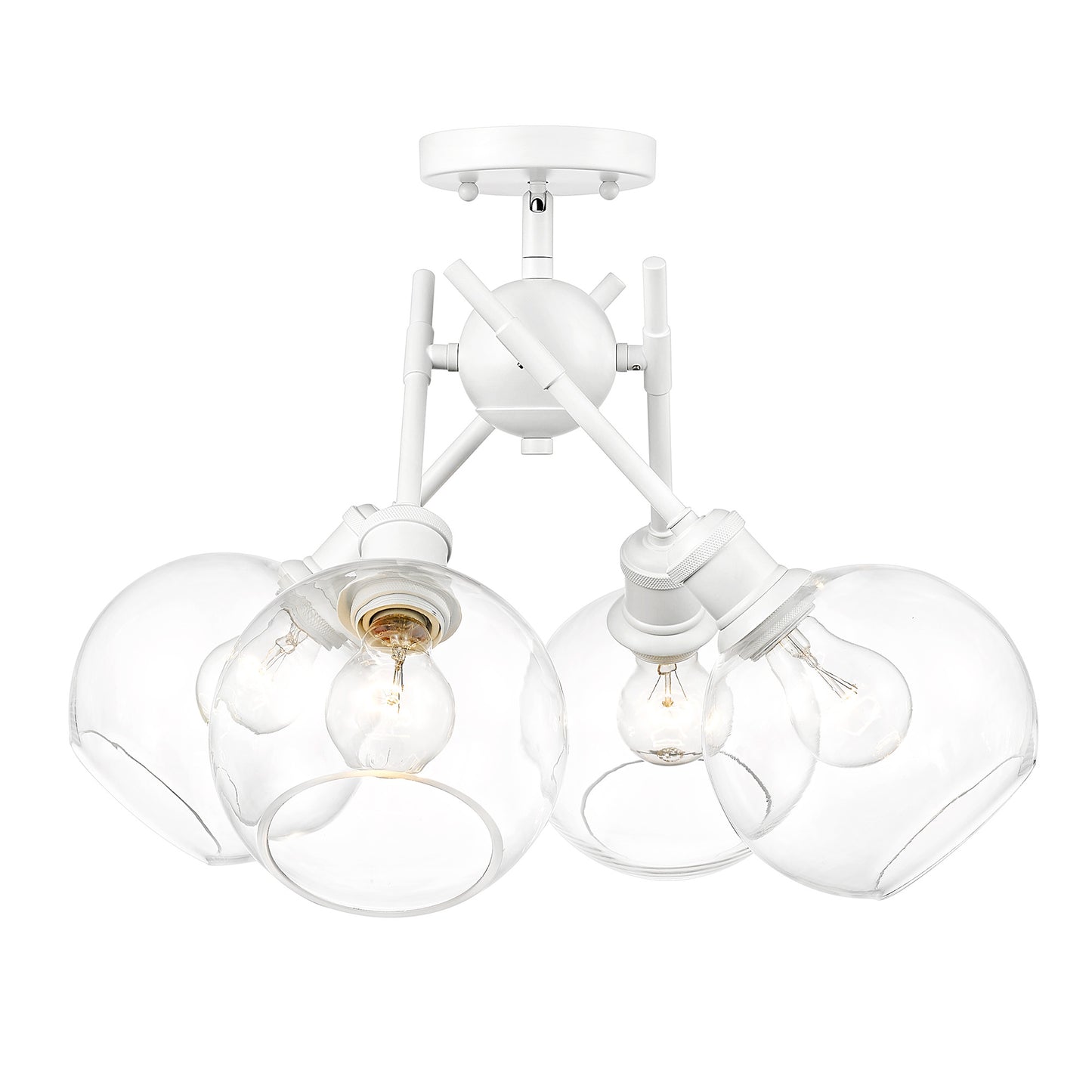 Foley WHT Semi-Flush in Matte White with Clear Glass Shade