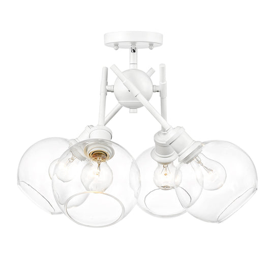 Foley WHT Semi-Flush in Matte White with Clear Glass Shade